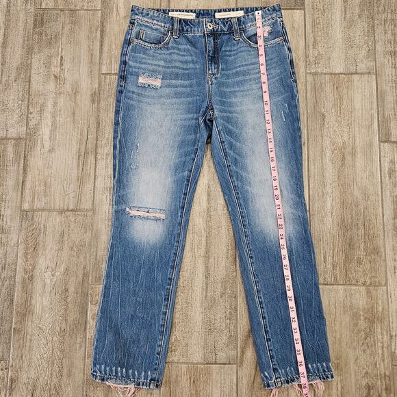 Pilcro Jeans Womens Size 28 Slim Boyfriend Distressed Pink Frayed Ankle Crop - Picture 3 of 11